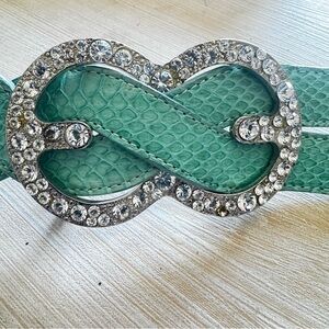 Vintage Escada Teal Swarovski Crystal-Embellished Infinity Belt